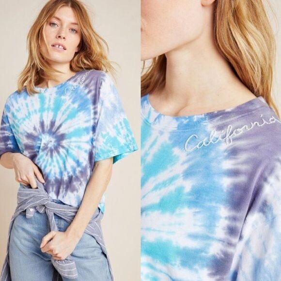 ANTHROPOLOGIE I Stole My Boyfriend's Tie Dye Tee California - Picture 1 of 8
